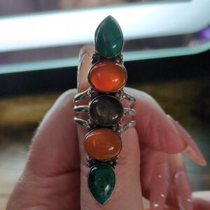 Elegant Multi-Stone Silver Ring